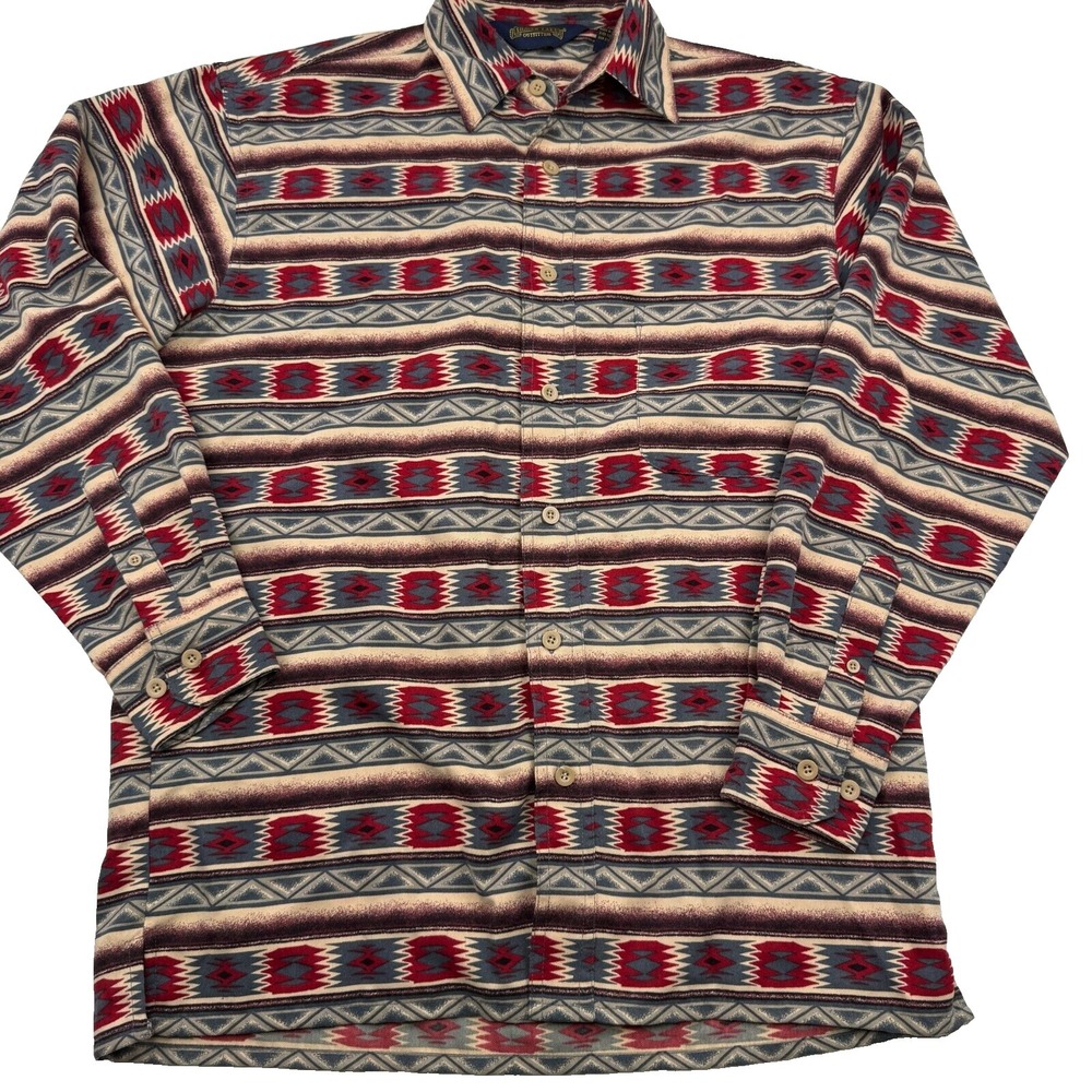 Shaver Lake Shirt Men's Small Aztec Navajo Long Sleeve Button-Up South West AOP